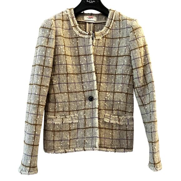 ISABEL MARANT ÉTOILE Lyra wool-blend tweed jacket size 38 S beige SW - Picture 4 of 12